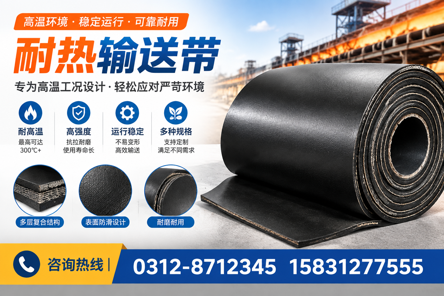 耐热输送带的维护方法,确保 包头 工厂安全生产
